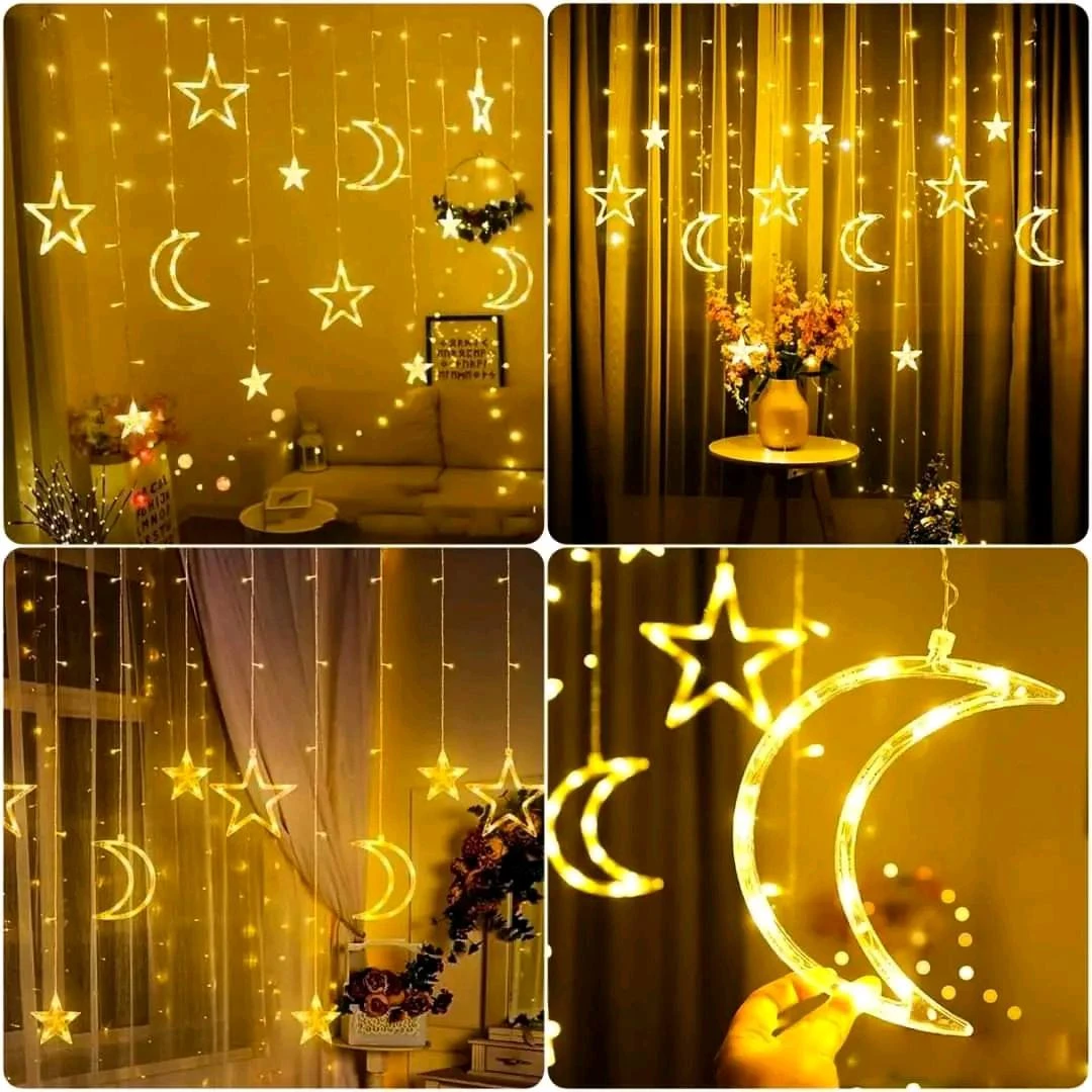 Moon & Star LED Curtain Fairy Lights